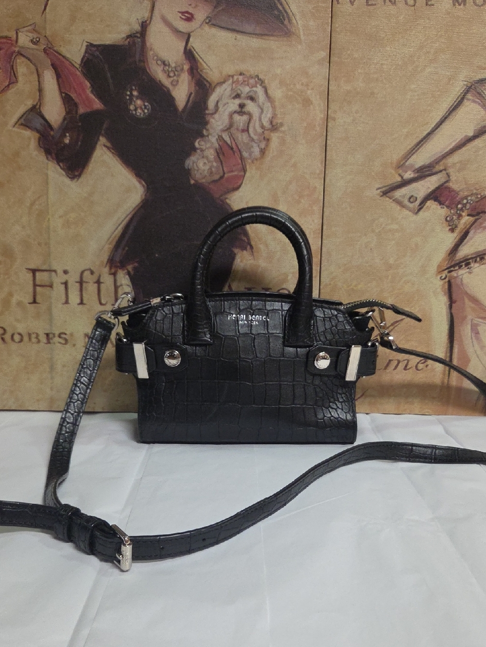 Henri Bendel Carlyle Mini  Croc-Embossed Crossbody Satchel